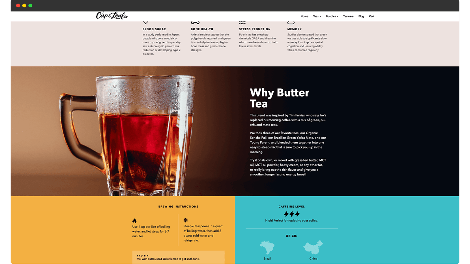 Cup and Leaf product page