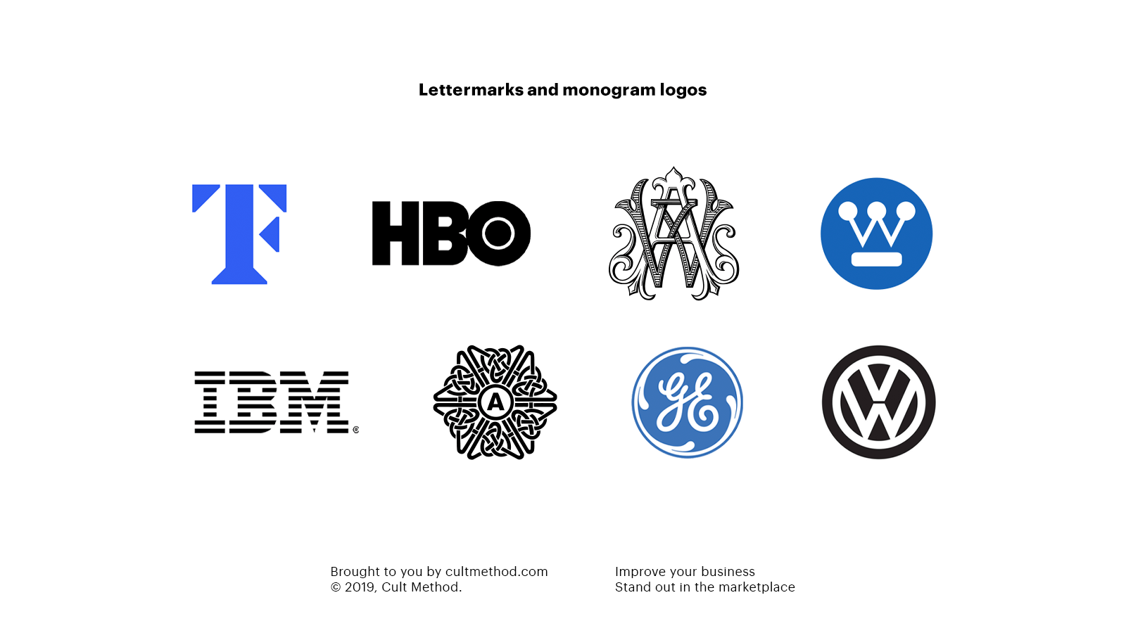 Different lettermarks and monogram logos