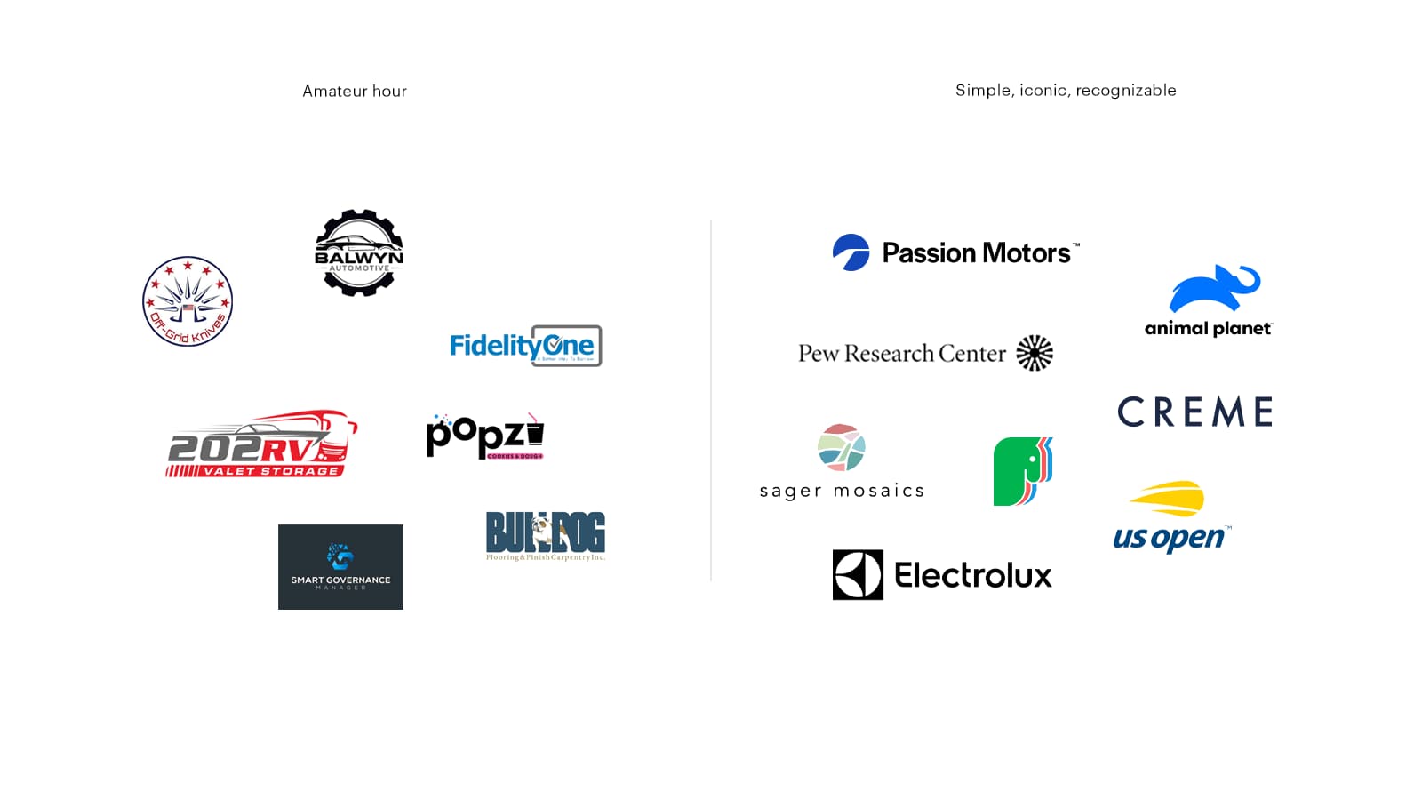 Bad logo designs vs. good logo designs