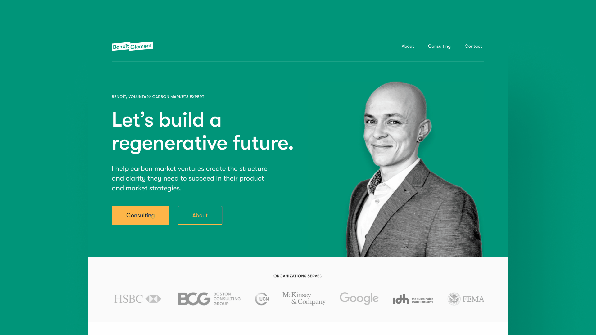 Animated GIF showing different pages of Benoît's website in desktop view.