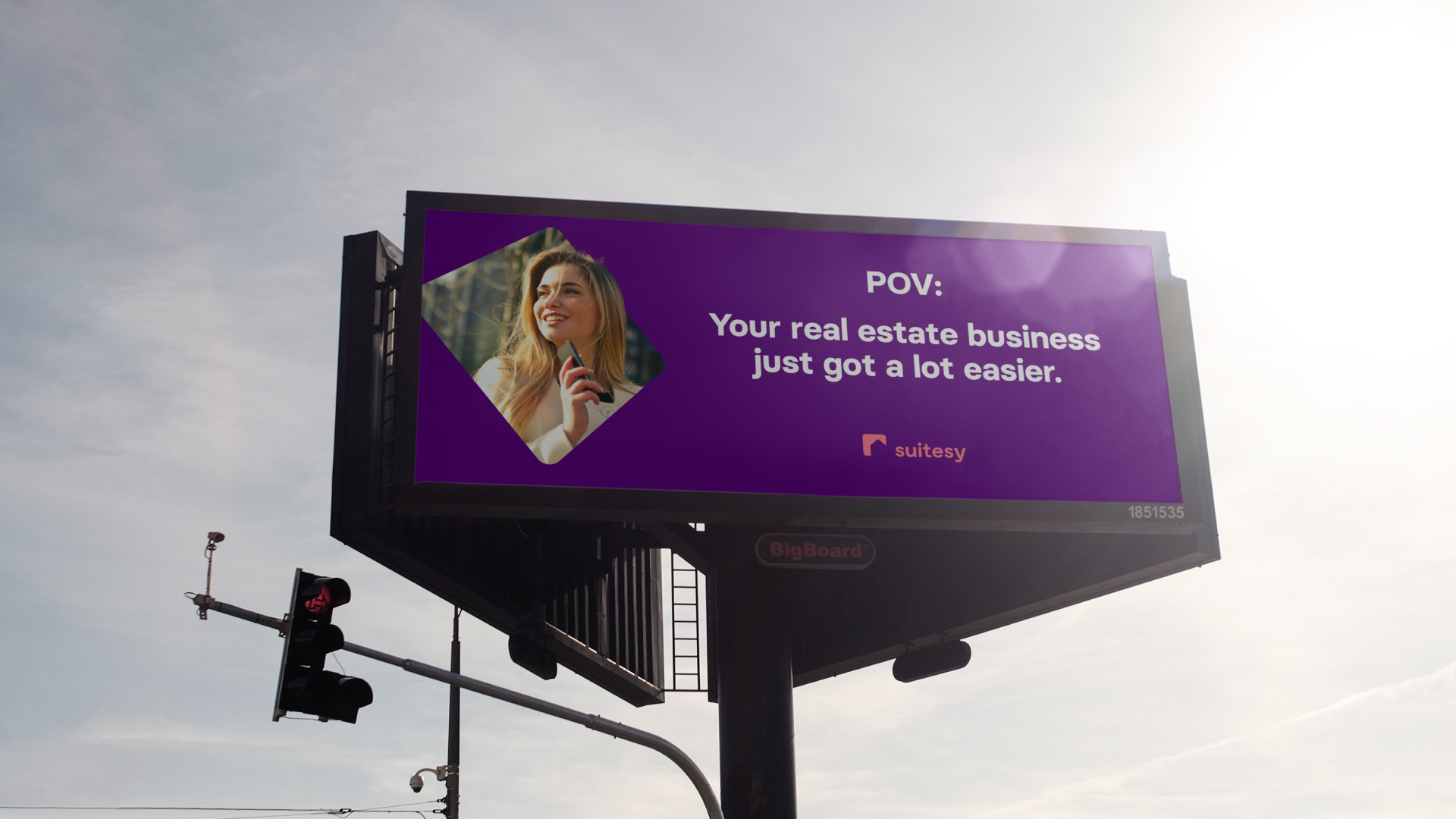 Large billboard with brand messaging for Suitesy